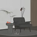 Leather Single Sofa In Modern Living Room With Round Side Table And Floor Lamp