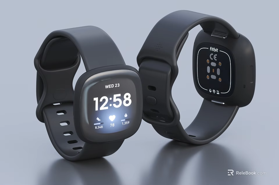 Modern Smart Watch With Black Strap Digital Time Display And Heart Rate Monitor Features 3d model 