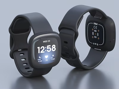 Modern Smart Watch With Black Strap Digital Time Display And Heart Rate Monitor Features 3d model