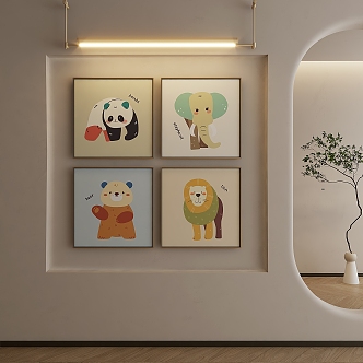 Cartoon Decorative Painting Children's Room Hanging Picture Combination Children's Bedroom Photo Wall 3d model