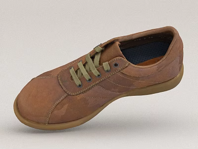 Brown Leather Casual Lace-up Shoes With Light Brown Sole And Simple Design 3d model