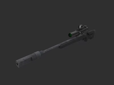 Tactical Sniper Rifle With Green Scope And Long Barrel Design 3d model
