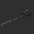 Tactical Sniper Rifle With Green Scope And Long Barrel Design