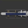 Cylindrical Precision Mechanical Device With Silver Body Blue Mesh Covering And Golden Rings