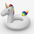Unicorn Design Inflatable Swim Ring With Rainbow Mane Tail For Water Sports Equipment