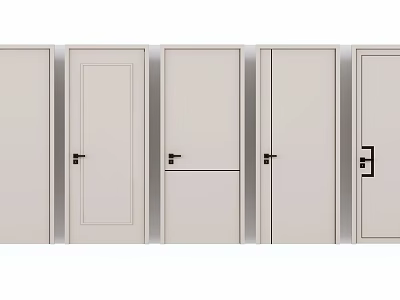 Modern Hinged Doors With Various Panel Designs And Hardware For Home Interior Decoration 3d model