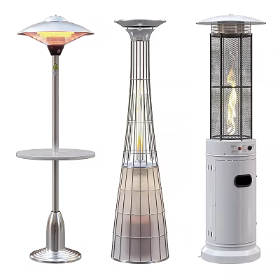 Different Design Fireplace Models With Floor Standing Mesh Cover And Flame 3d model
