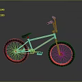 Red BMX Bicycle With Black Seat High Handlebar And Red Rimmed Wheels On Gray Background