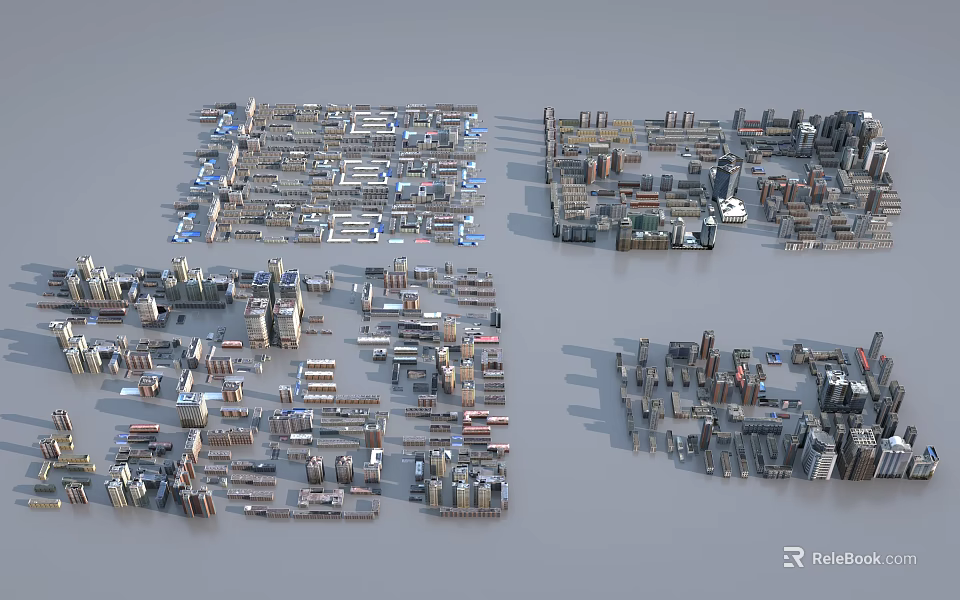 Miniature City Architectural Models With Various Building Structures And Urban Layouts 3d model 
