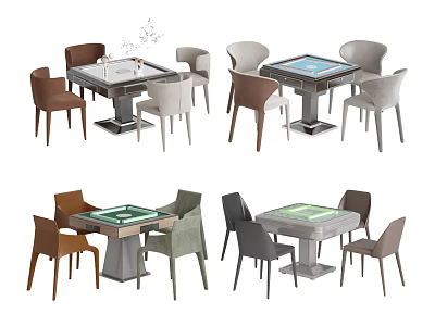 Modern Entertainment Table Set With Multiple Colored Chairs And Smooth Tabletop Surface 3d model
