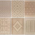 Six Square Rugs With Various Geometric Patterns In Neutral Beige Tones 3d model
