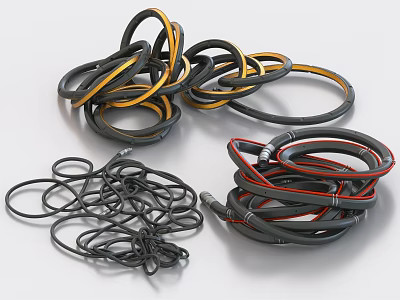 Variety Of Colored Flexible Hoses For Daily Use 3d model