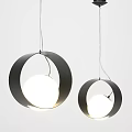 Modern Pendant Lights With Circular Metal Frames And White Illuminated Spheres 3d model