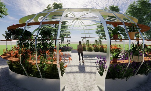 Modern Sphere Flower Pavilion Flower Landscape Pavilion Landscape Structure 3d model