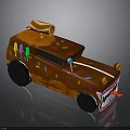 Creative Chocolate Car Model with Colorful Sprinkles Black Wheels and Hot Dog on Roof
