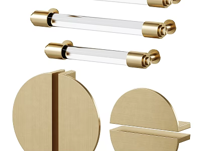 Modern Gold Wall Lights With Transparent Glass Tubes And Circular Bases 3d model