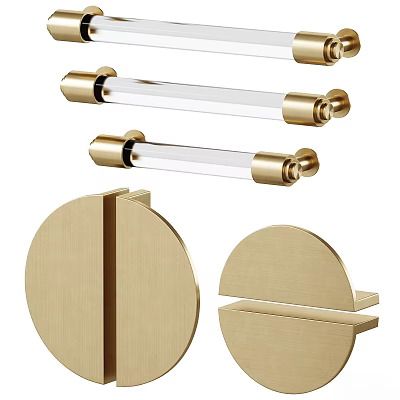 Modern Gold Wall Lights With Transparent Glass Tubes And Circular Bases 3d model