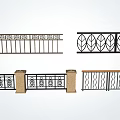 Various Decorative Iron Railings With Leaf Geometric And Patterned Designs 3d model