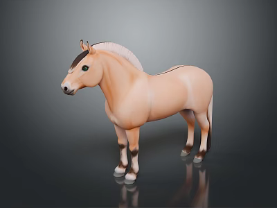 Light Brown Horse Model With White Mane Tail And Hooves On Dark Background 3d model