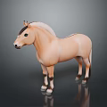 Light Brown Horse Model With White Mane Tail And Hooves On Dark Background