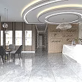 Beauty Salon Reception Area Interior With White Desk Marble Floor And Circular Lights