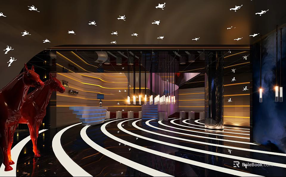 Luxury Modern KTV Interior Design With Stylish Lighting And Decorative Elements 3d model 