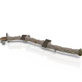 Primitive Wooden Stone Curved Water Transport Vehicle With Steps And Rustic Structure