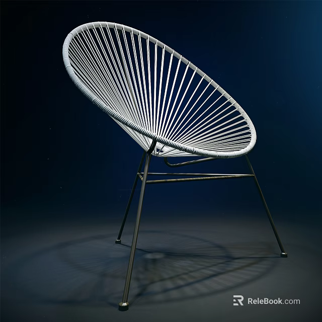 Modern Lounge Chair With White Woven Design And Metal Legs For Contemporary Living Spaces 3d model 
