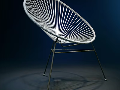 Modern Lounge Chair With White Woven Design And Metal Legs For Contemporary Living Spaces 3d model
