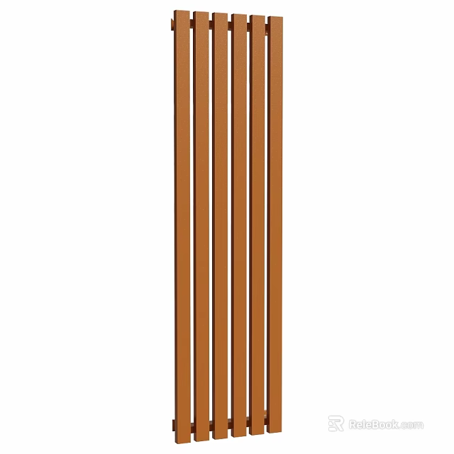 Vertical Brown Metal Radiator with Classic Design for Home Heating System 3d model 