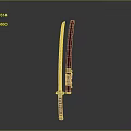 Traditional Japanese Katana Weapon With Red Sheath And Wrapped Handle Design