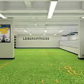 Leisure Fitness Gym With Green Turf Floor Yellow Training Markings And Fun Fitness Poster