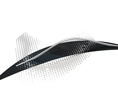 Curved Black Garden Ornament With White Dotted Pattern And Grey Background Design 3d model