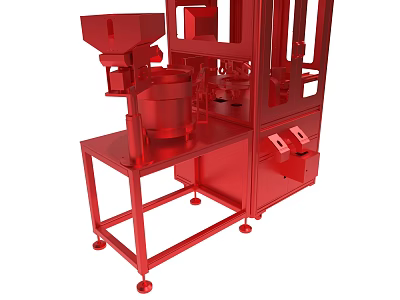 Red Mechanical Industrial Machine with Sturdy Stand Container and Control Panel 3d model