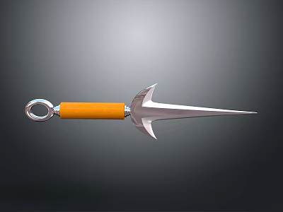 Throwing Dart Weapon With Orange Handle And Sharp Metal Blade Design 3d model