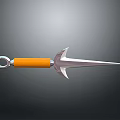 Throwing Dart Weapon With Orange Handle And Sharp Metal Blade Design
