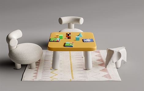 Modern Children's Table and Chair Children's Table and Chair Combination 3d model