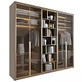 Modern Wardrobe Design With Glass Doors Golden Frames Clothing Racks And Decorative Items