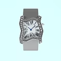 Elegant Luxury Watch With Roman Numeral Dial And Diamond Encrusted Silver Strap