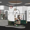 Modern Chic Clothing Store Interior With Reception Counter Mannequins And Decorative Plants