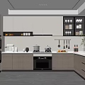 Modern Kitchen Interior With White Wooden Cabinets Appliances And Countertop Items