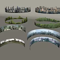 Architectural background surrounding landscape background urban green forest distant mountain forest ring background 3d model