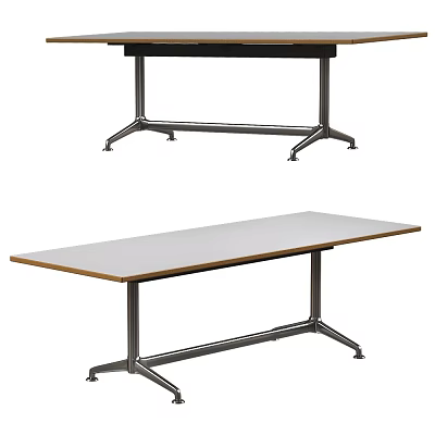 Modern Conference Table With Sturdy Metal Frame And Wooden Top Surface 3d model