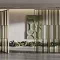Light Luxury Screen Metal Folding Mobile Screen Partition Glass Frosted Screen Partition Combination Creative Art Green Glass Partition 3d model
