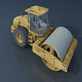 Yellow Heavy Duty Road Roller Construction Equipment With Cab And Large Roller Drum