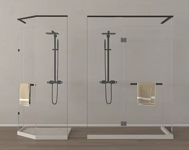 Modern minimalist shower cubicle narrow shower cubicle narrow glass door 3d model