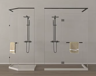 Modern minimalist shower cubicle narrow shower cubicle narrow glass door 3d model