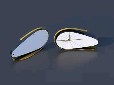 Modern Curved Decorative Clock With Golden Frame And White Face For Home Decor 3d model