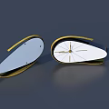 Modern Curved Decorative Clock With Golden Frame And White Face For Home Decor