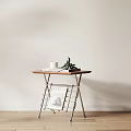 Stylish Wooden Top Side Table With Metal Legs And Lower Shelf For Living Room Decor